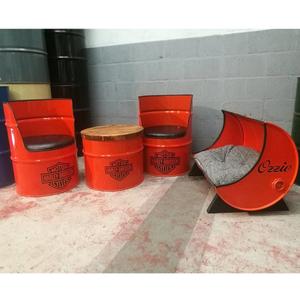 Fauteuil pouf moderne en fer et cuir Mobilier de maison pour le salon - Product Image 3