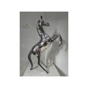 Figura de caballo pulida y brillante de aluminio para decoración del hogar, logotipo personalizado elegante, diseño único y moderno - Product Image 1