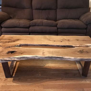 Table basse en bois d'acacia naturel industriel, avec bordure Live, offre spéciale - Product Image 1