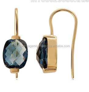 Ensemble exclusif plaqué or avec pendentif en argent sterling 925 topaze bleue suisse pierres précieuses ensemble de bagues pour femmes - Product Image 3