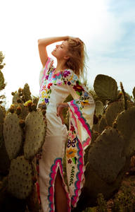 Perfecto de la boda la cultura Contacto elegancia llamarada manga mexicano Flores y mariposa colorida mujeres, vestido - Product Image 5