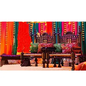 Cadeiras punjabi de casamento, cadeiras funções de casamento estilo bollywood de mandap, conjunto de casamentos