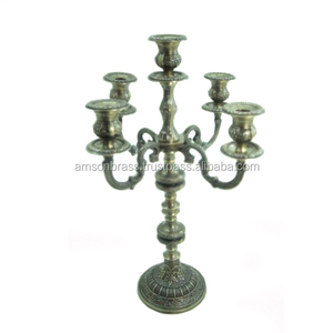 Candelabros de plata Soporte de vela de aluminio Centro de mesa de boda Candelabros Decoración de fiesta Fabricación y proveedor Hecho EN LA India - Product Image 2