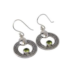 ต่างหูเงินสเตอร์ลิง925วินเทจทำด้วยมือพลอยเพอริโดต์ธรรมชาติชุบทองสำหรับงานแต่งงานและงานปาร์ตี้ใส่เครื่องประดับ - Product Image 1