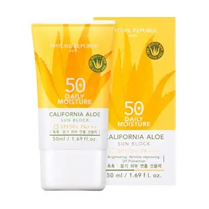 Umidità quotidiana aloe sun block cura della pelle all'ingrosso bellezza coreana cosmetica e private label OEM per tutti i tipi di cosmetici coreani