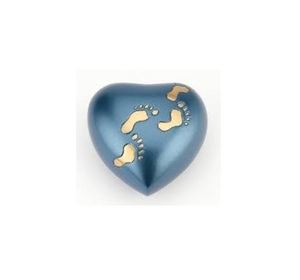Urna clásica de latón en forma de corazón, nuevo contenedor de cenizas de cremación de mascotas pequeñas de aluminio, azul y blanco para entierro de mascotas adultas - Product Image 4