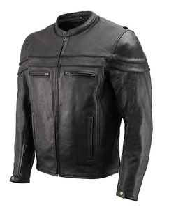 Chaqueta de cuero cruzado para hombre, forro extraíble, cuero de búhos Natural Premium - Product Image 1