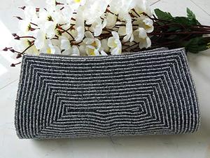 Handcrafted Ladies Wallet Clutch Elegant Beaded <b>Evening</b> <b>Bag</b> with Satin Lining Rhinestone and Silk Fabric for Parties - Product Image 4