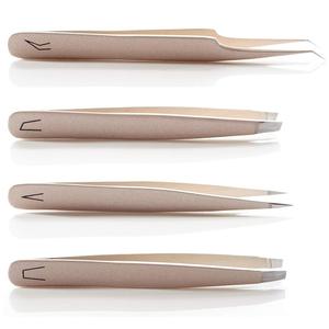 Profesional pinzas paquete de 4 pinzas de pelo encarnada removedor de tratamiento de la forma de la ceja pinzas con el caso - Product Image 3