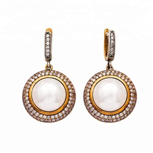 Pendientes de plata de ley 925 con diseño de perlas, joyería auténtica hecha a mano, turca, venta al por mayor - Product Image 1