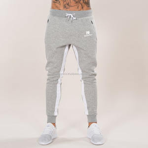 Chándal de lana gris brezo con rayas blancas en las mangas Piernas Ropa deportiva para correr con logotipo personalizado de poliéster/algodón Anti-UV para hombre - Product Image 4