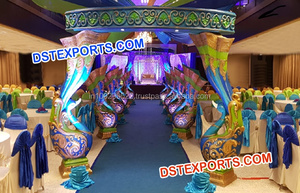 Porte d'entrée de bienvenue pour mariage USA Porte de bienvenue en fibre dorée blanche Rajwada Porte d'entrée pour mariage Décor USA - Product Image 4