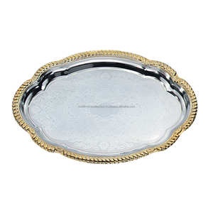 Plateaux de service pour accessoires de cuisine longue durée meilleure qualité plateau de service de forme ovale en métal idéal pour le plateau de bureau de petit déjeuner - Product Image 1