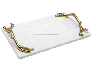 Plateau en marbre avec poignée en métal - Product Image 5
