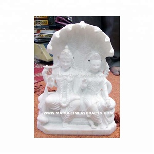 White Marble Stone Laxmi Narayan Statue - Product Image 1
