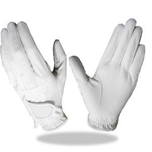 Gants de golf personnalisés entièrement en microfibre, blancs avec logo, produits en cuir de haute qualité - Product Image 1