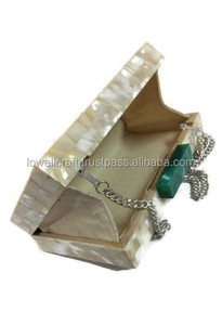 Indian White marbled resin acrylic <b>box</b> clutch bag purse - Product Image 4