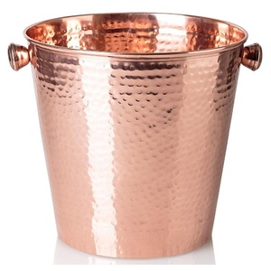 Hammered Ice Bucket Copper Ice Bucket With Handles <b>Bar</b> <b>Accessories</b> Tabletop Wine Buckets for Parties Decorative Beverage Chiller - Product Image 5