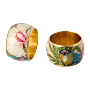 Servilletero redondo de latón con esmalte - Product Image 1