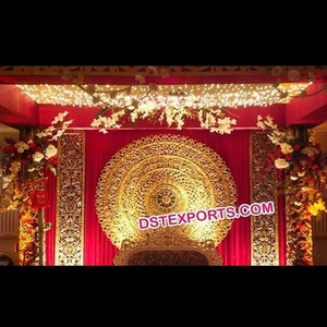 Fondo redondo para escenario de boda, Panel de fondo dorado con forma de huevo, diferentes estilos, fabricantes de paneles de fondo para boda - Product Image 1