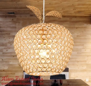 Lampe en cristal en forme de pomme contemporaine ALAM avec finition plaquée or nickel, source de lumière à économie d'énergie - Product Image 2