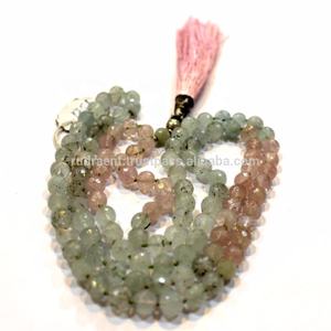 Hecho a mano 108 cuentas Natural morganita seda borla Yoga Mala collar bohemio indio artista collares con cuentas regalo de fiesta de boda - Product Image 1