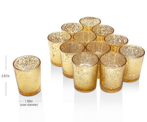 ชุดเชิงเทียนแก้วปรอทสีทองสำหรับงานแต่งงานเจ้าสาวและทารกตกแต่งฝักบัวแฮนด์เมดเทียน - Product Image 4