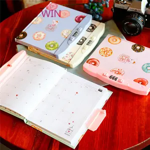 Korean Hot Selling Cute Cartoon small colorful paper writing notebooks diary printing with lock for kids 1053