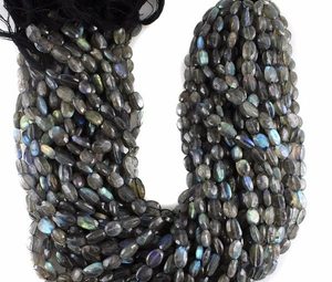 Collar de piedra de cuentas ovaladas de labradorita, abalorios de cristal ovalados para hacer joyas, collar de cristal para mujer, mayorista - Product Image 3