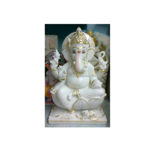 White Marble Beautiful Hindu idol Ganesh Ji <b>Statue</b> For Worship Office and Shops Hospitals Decorative Item - Product Image 1