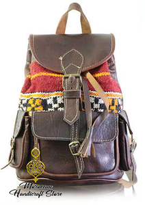 Sac à dos unisexe en cuir fait main berbère marocain Utilisation quotidienne Accessoire Sac à main - Product Image 3