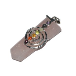 Rose Quartz Flat Pencil Pendants - Product Image 1