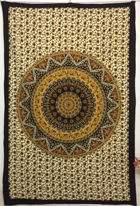 Fait à la main en coton paon Mandala tenture murale tapisserie belle impression florale d'animaux plusieurs couleurs inspiré Aubusson indien - Product Image 2