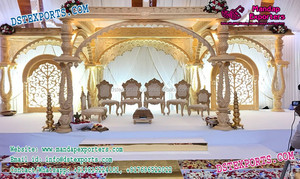 Magnifique mandap à trois piliers pour mariage indien, mandap en bois de conception récente, mandap de mariage hindou, décoration d'événement en Suisse - Product Image 5