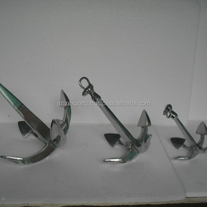 Juego de 3 Figuras Decorativas de Ancla de Barco en Aluminio, Técnica de Fundición, Plateadas - Product Image 2
