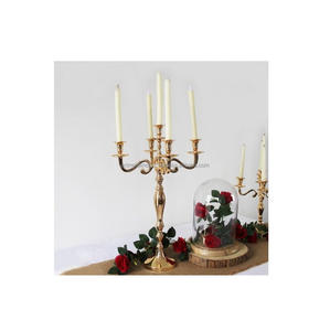 HIGH QUALITY BRASS CANDELABRAS HIGH QUALITY 5 ARM GOLD <b>CANDELABRA</b> NEW CRYSTAL <b>CANDELABRA</b> - Product Image 1