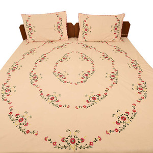 พีชฝ้ายสีแดงกลีบผ้าปูที่นอนอินเดียที่ทำด้วยมือผ้าปูที่นอนผ้าสิ่งทอผ้าฝ้าย100% - Product Image 1