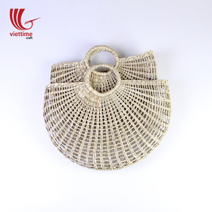 Bolsa de playa tejida de paja de algas marinas, ganchillo Natural, redondo, venta al por mayor en Vietnam - Product Image 5