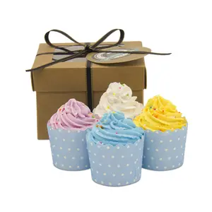 Jual Panas Label Pribadi Organik Alami Bom Mandi Cupcake Kaya Gelembung Mandi Fizzy Set Hadiah