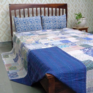 Derniers ensembles de linge de lit en coton biologique Kantha design couverture en coton imprimé Queen Size pour la maison et l'hôtel - Product Image 2