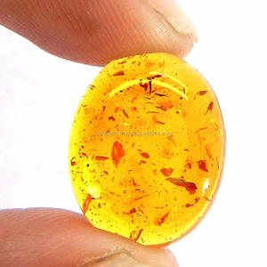 Ámbar sintético 18x14mm Cabujón ovalado 5,50 Cts Piedra preciosa amarilla suelta Piedra artificial para joyería - Product Image 4