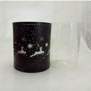 Farol Decorativo Cilíndrico de Metal Negro y Latón Antiguo <span class=keywords><strong>con</strong></span> Frasco de Vidrio - Product Image 6
