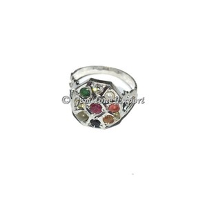Bague en pierres précieuses 100% naturelles, Chakra neuf planètes, en argent, plaqué argent, prix exceptionnel, nouvelle collection, offre spéciale - Product Image 2