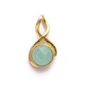 Aqua Calcédoine Pendentif Classique Élégant Bijoux En Laiton Plaqué Or Boucle Unique avec Vente En Gros Bijoux Trouver Des Articles - Product Image 1