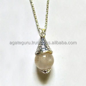 สร้อยคอแฟนซีจี้โรสควอทซ์บอลทำด้วยมือสร้อยคอจากอินเดียทำจากอัญมณี - Product Image 1