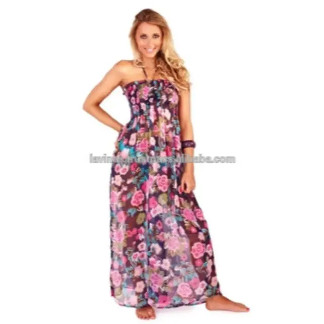 Floral Sexy Beach Wear Langes Kleid Sheer Bikini Cover Up Wrap Pareo Sarong