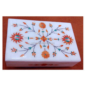 Caja con incrustaciones de mármol, forma Rectangular, hecha a mano - Product Image 1