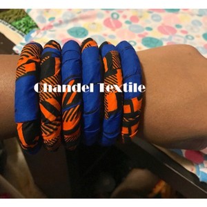 Wax African Jewelry Fabric Covered Wooden Chunky Bracelet Summer Kente Bracelet African Ankara Statement Medium Wax - Product Image 4