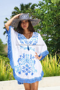 ขายร้อน Elegant รูปแบบบิกินี่ Cover Up สำหรับสาวขายส่งล่าสุดสวมใส่ปัก Flora Boho Chic Beach Kaftan - Product Image 2