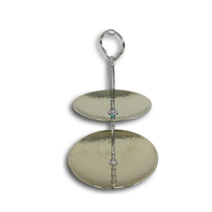 Soporte de pastel de metal de aluminio fundido de 2 niveles - Product Image 1